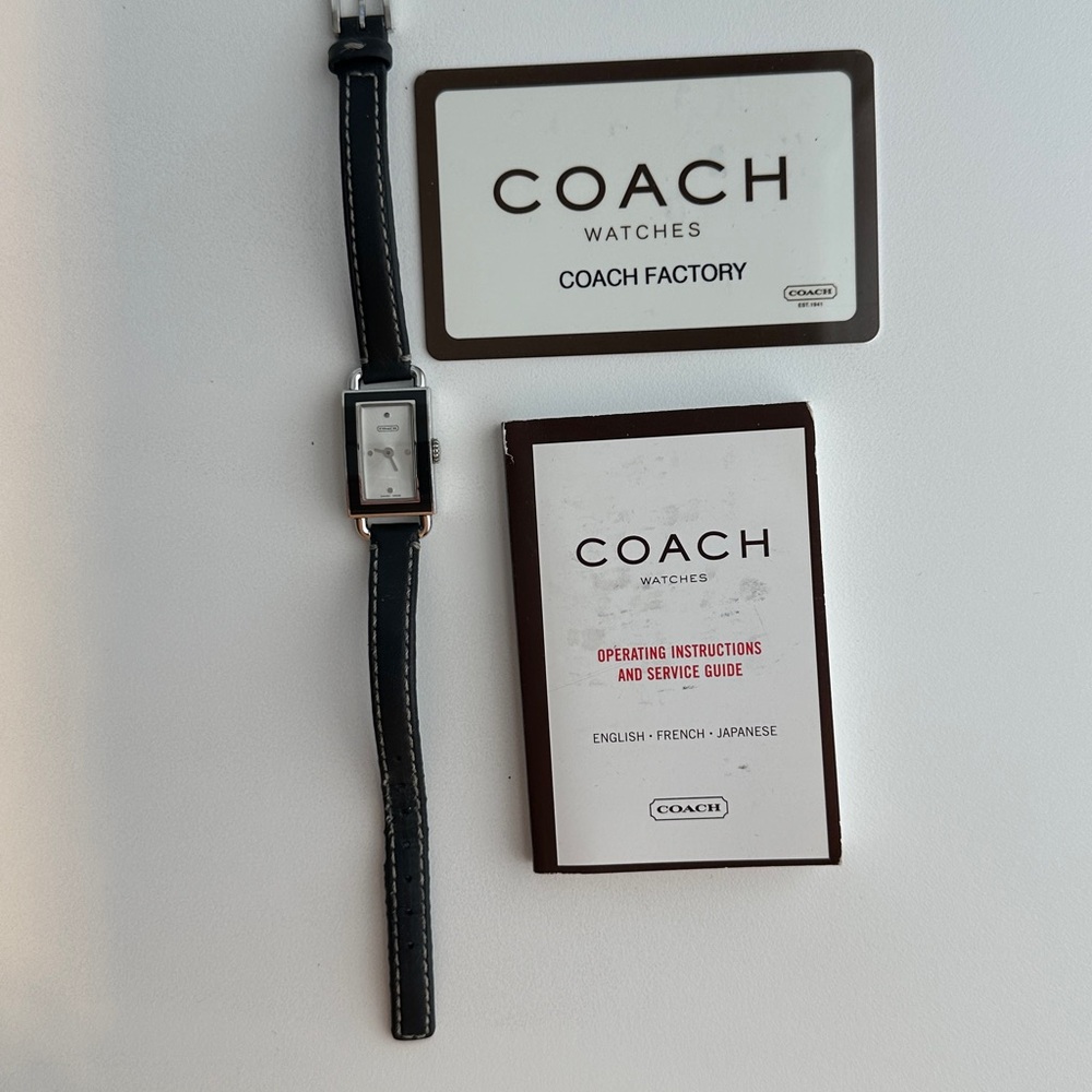 Coach Silver Rectangular Watch With Black Leather… - image 6